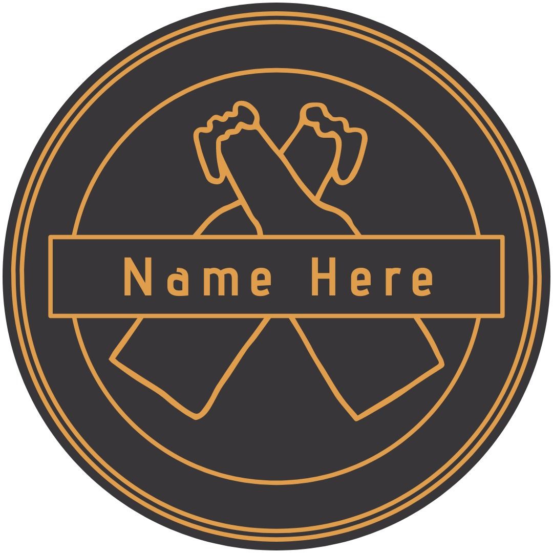Logotipo de cerveza circular editable en negro y naranja claro